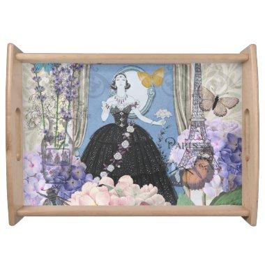 Victorian Woman Floral Fancy Gown Serving Tray