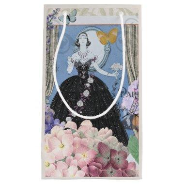 Victorian Woman Floral Fancy Gown Small Gift Bag
