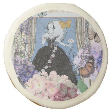 Victorian Woman Floral Fancy Gown Sugar Cookie
