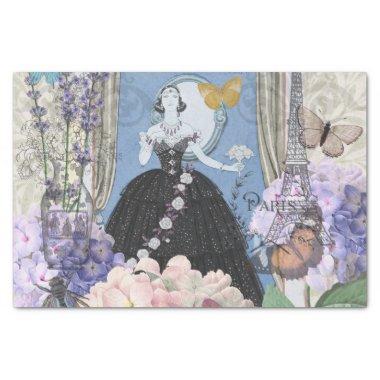 Victorian Woman Floral Fancy Gown Tissue Paper