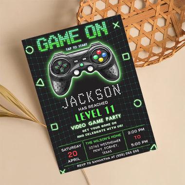 Video Game Level up Gamer Birthday Invitations