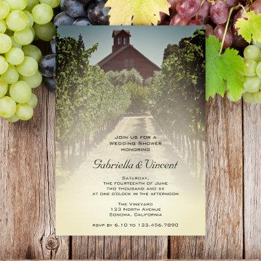 Vineyard and Red Barn Wedding Shower Invitations