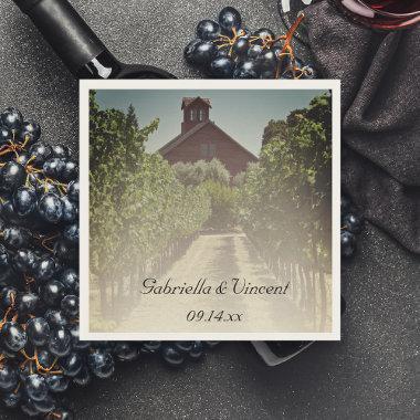 Vineyard and Rustic Red Barn Wedding Paper Napkins