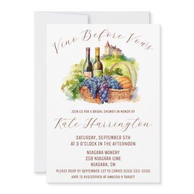 Vino Before Vow, Winery, Chateau Bridal Shower Invitations