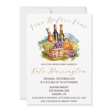 Vino Before Vow, Winery, Mountains Bridal Shower Invitations