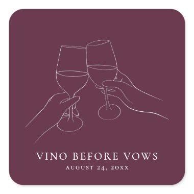 Vino Before Vows Chic Wine  Square Sticker