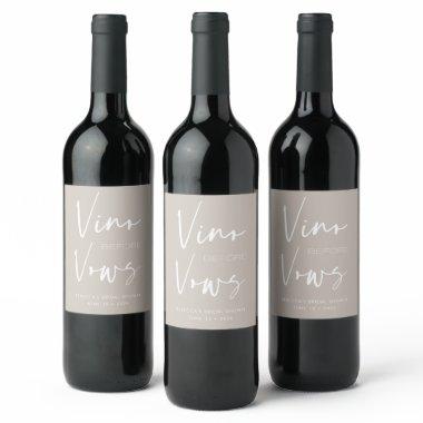 Vino before Vows Cream Taupe Bachelorette Bridal Wine Label