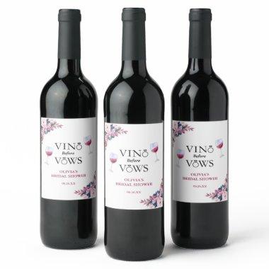 Vino before Vows Elegant Floral Bridal Shower Wine Label