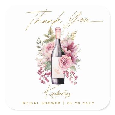 Vino before Vows Elegant Watercolor  Square Sticker