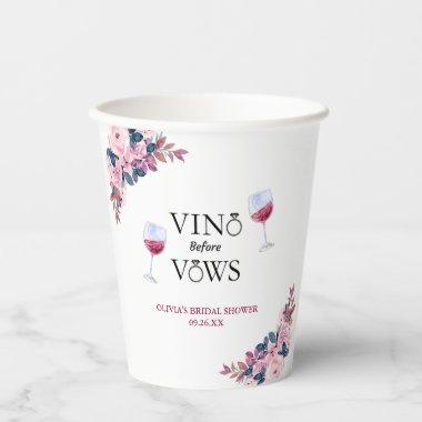 Vino Before Vows Floral Winery  Paper Cups