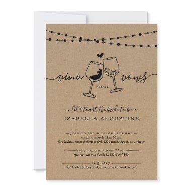 Vino Before Vows Funny Bridal Shower Invitations