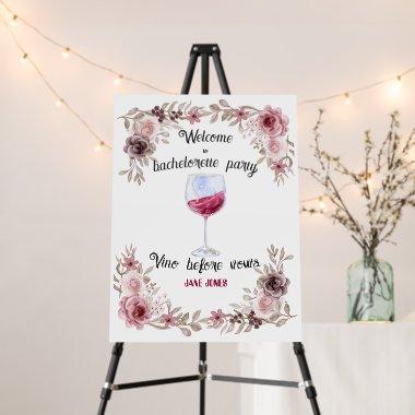 Vino before vows maroon and pink bridal shower foam board