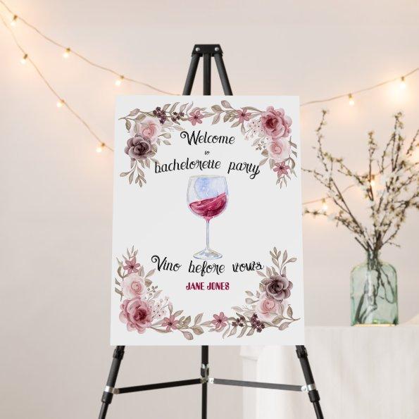 Vino before vows maroon and pink  foam board