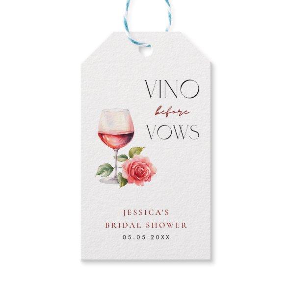 Vino Before Vows Pink Wine Theme Bridal Shower Gift Tags