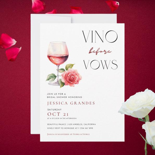 Vino Before Vows Pink Wine Theme Bridal Shower   Invitations