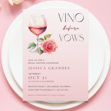 Vino Before Vows Pink Wine Theme Bridal Shower   Invitations