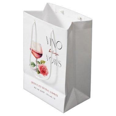 Vino Before Vows Pink Wine Theme  Medium Gift Bag