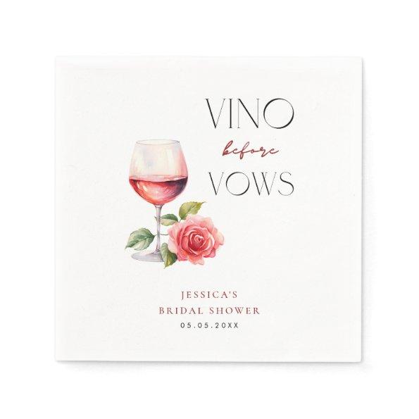 Vino Before Vows Pink Wine Theme Bridal Shower Napkins