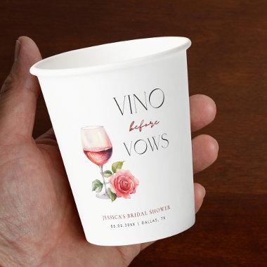Vino Before Vows Pink Wine Theme Bridal Shower Paper Cups