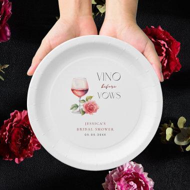 Vino Before Vows Pink Wine Theme Bridal Shower Paper Plates