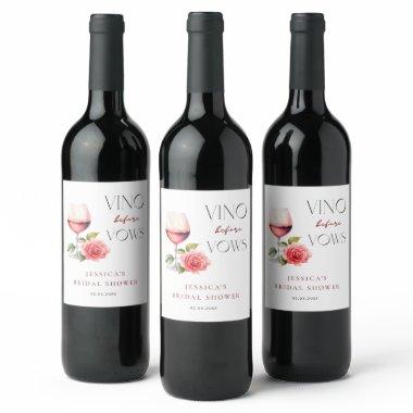 Vino Before Vows Pink Wine Theme Bridal Shower Wine Label