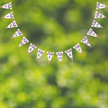 Vino Before Vows Rustic Pink Floral Bridal Shower Bunting Flags