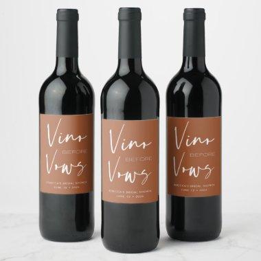 Vino before Vows Terracotta Bachelorette Bridal Wine Label