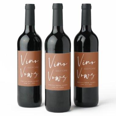 Vino before Vows Terracotta Bachelorette Bridal Wine Label