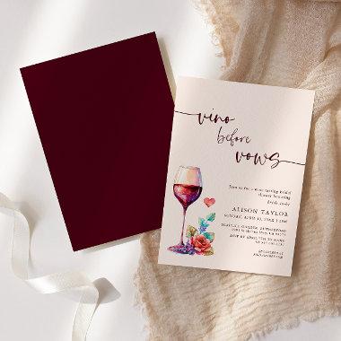 Vino Before Vows Wine Bridal Shower Burgundy Invitations