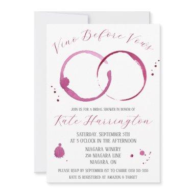 Vino Before Vows, Wine, Wine Stains, Bridal Shower Invitations