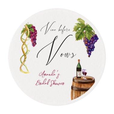 Vino Before Vows Winery  Decor Edible Frosting Rounds