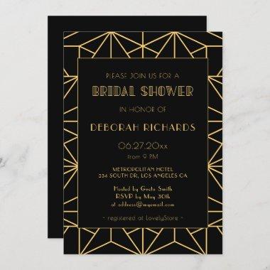 Vintage 1920s art deco geoemtric Bridal shower Invitations