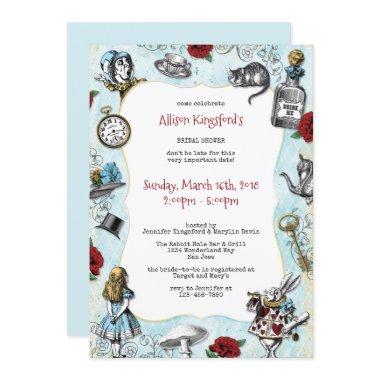 Vintage Alice in Wonderland Bridal Shower Invitations