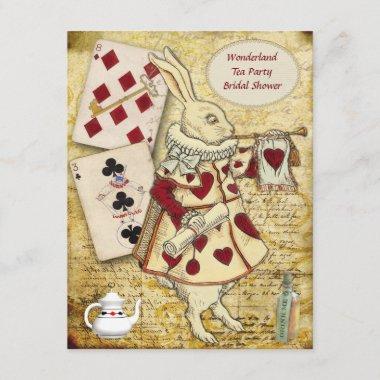 Vintage Alice in Wonderland Rabbit Bridal Shower Invitations