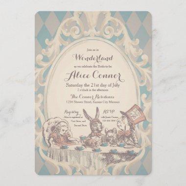 Vintage Alice in Wonderland Shower Invitations