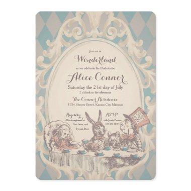 Vintage Alice in Wonderland Shower Invitations