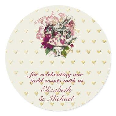 Vintage Alice in Wonderland Tea Party Custom Party Classic Round Sticker