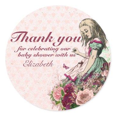 Vintage Alice in Wonderland Tea Party Custom Party Classic Round Sticker