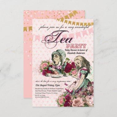 Vintage Alice in Wonderland Tea Party Custom Party Invitations