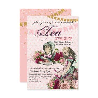 Vintage Alice in Wonderland Tea Party Custom Party Invitations