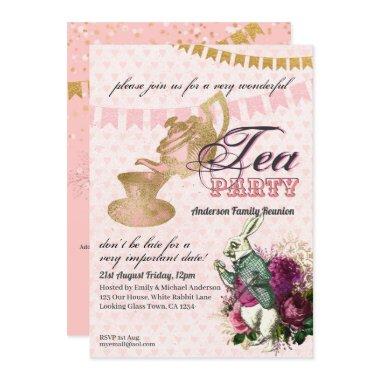 Vintage Alice in Wonderland Tea Party Custom Party Invitations