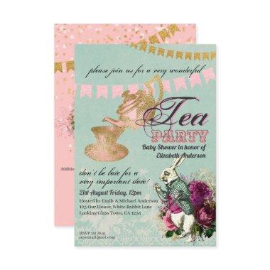 Vintage Alice in Wonderland Tea Party Custom Party Invitations