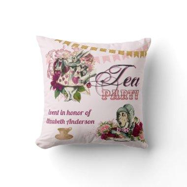 Vintage Alice in Wonderland Tea Party Custom Party Throw Pillow