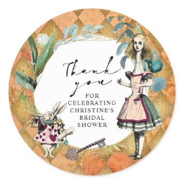 Vintage Alice in Wonderland Thank You  Classic Round Sticker