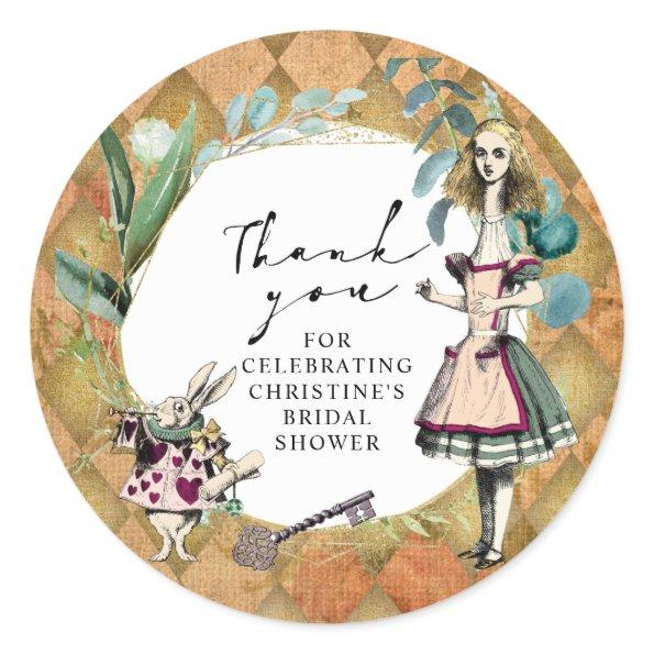 Vintage Alice in Wonderland Thank You  Classic Round Sticker