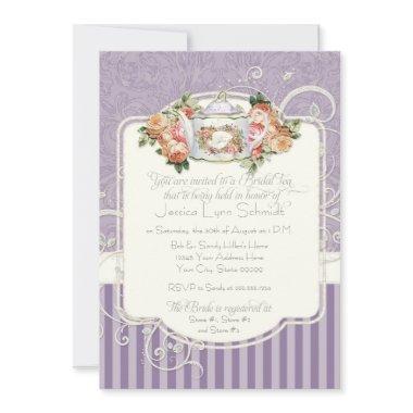 Vintage Antique Roses Floral Bouquet Modern Swirls Invitations