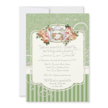 Vintage Antique Roses Floral Bouquet Modern Swirls Invitations