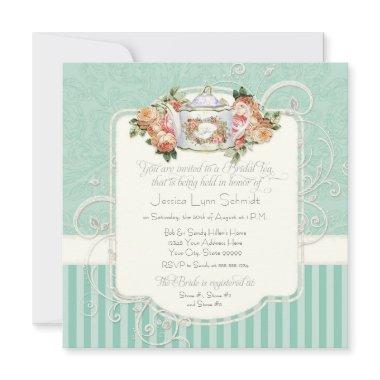 Vintage Antique Roses Floral Bouquet Modern Swirls Invitations