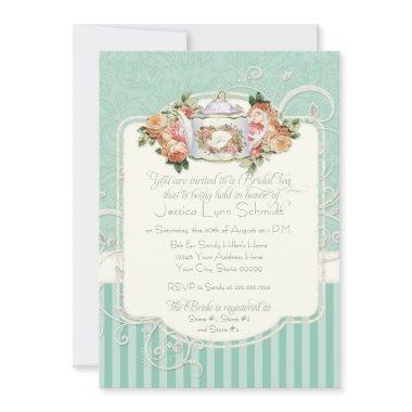 Vintage Antique Roses Floral Bouquet Modern Swirls Invitations