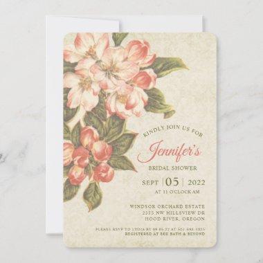 Vintage Apple Blossom Bridal Shower Invitations